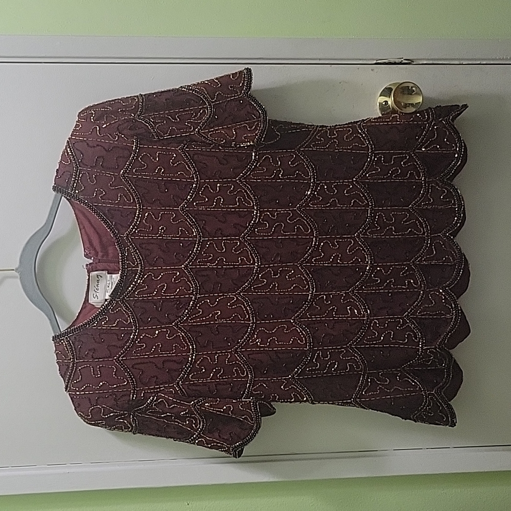 Beautiful burgundy beaded top